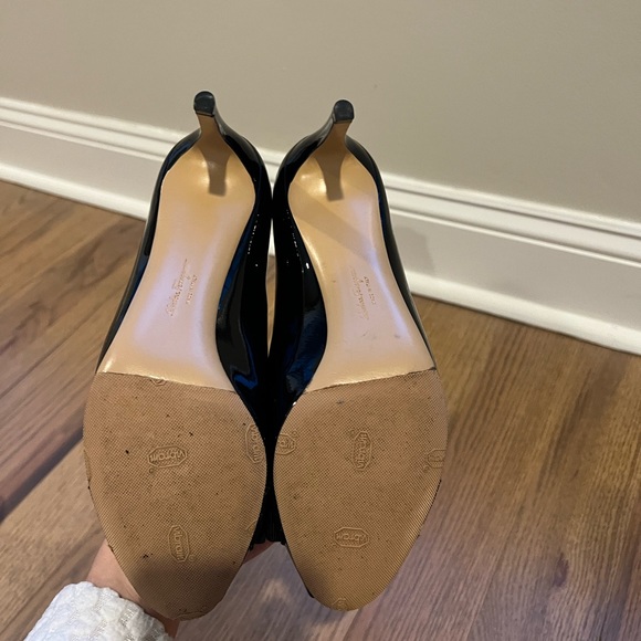 Ferragamo Patent Peep Toe Pumps - Picture 3 of 8
